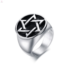 Hexagrama Religión Acero inoxidable Hombres Anillos judíos